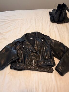 Zara Cropped Leather Jacket